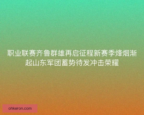 职业联赛齐鲁群雄再启征程新赛季烽烟渐起山东军团蓄势待发冲击荣耀