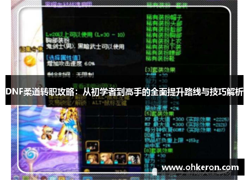 DNF柔道转职攻略：从初学者到高手的全面提升路线与技巧解析